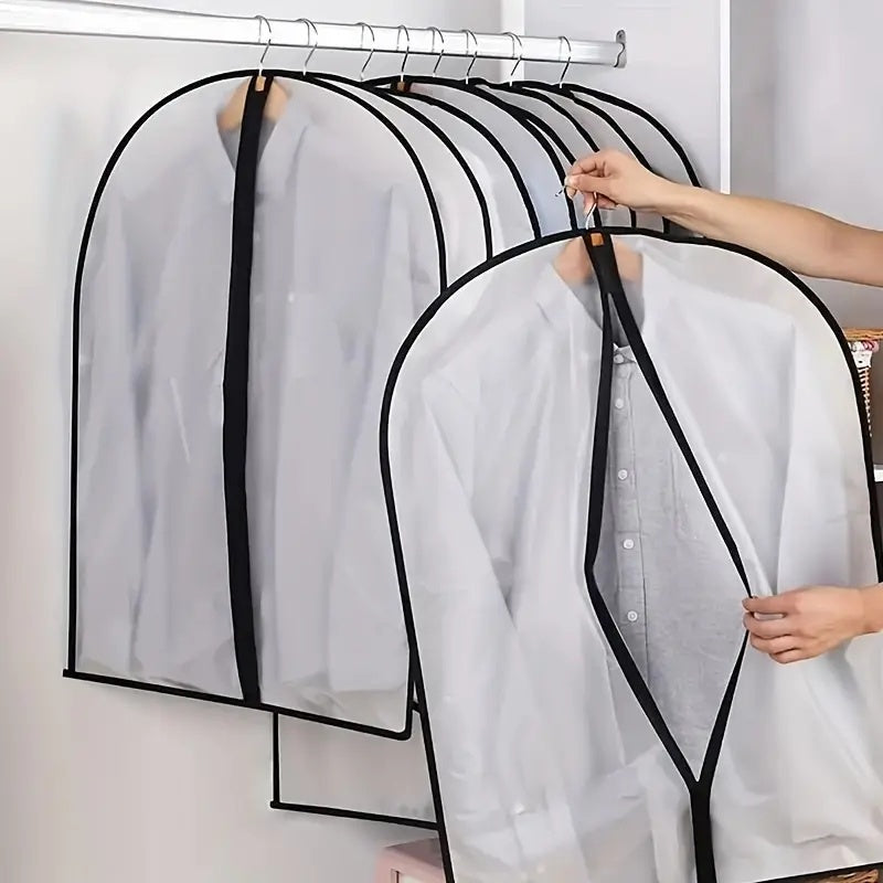 6pcs Dust Proof Transparent Clothing Bags | 23.62x39.37 Inch Semi Transparent Full Zipper Suit Covers Suitable for Wardrobe Storage and Travel