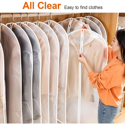 40-Inch Garment Bags Designed for Hanging Clothes, a Pack of 20 Suit Bags Ideal for Closet Organization, Dustproof Plastic Covers with Zippers to Protect Coats, Jackets, And Shirts in Your Closet