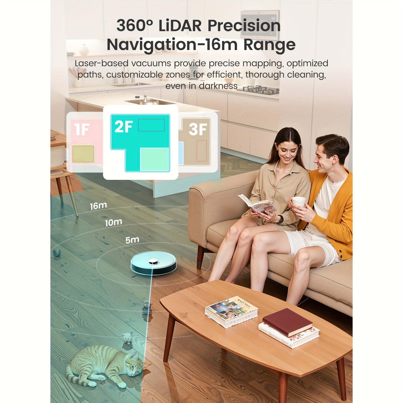 Lefant M3 Robot Vacuum, Vacuum Robot And Mop, 14000Pa Suction, Anti-Tangle Brushes, Dual Spinning Mop, Auto Mop Washing, Powerful Cleaning, Self-Emptying, Self-Refilling, for Carpet Pet Hair Dust, WiFi\u002FApp\u002FAlexa\u002FDTOF Laser Navigation