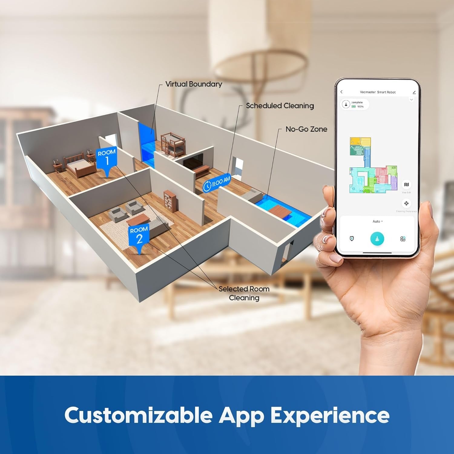 Vacmaster 3-in-1 Robot Vacuum Cleaner Pet Companion and Mop Combo with Self-Empty Station for 45 Days, LiDAR Navigation, 3000Pa Strong Suction, Multi-Floor Mapping for Homes with Pets, Carpet & Hard Floors