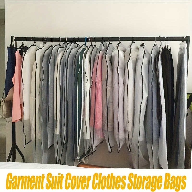 6pcs Dust Proof Transparent Clothing Bags | 23.62x39.37 Inch Semi Transparent Full Zipper Suit Covers Suitable for Wardrobe Storage and Travel