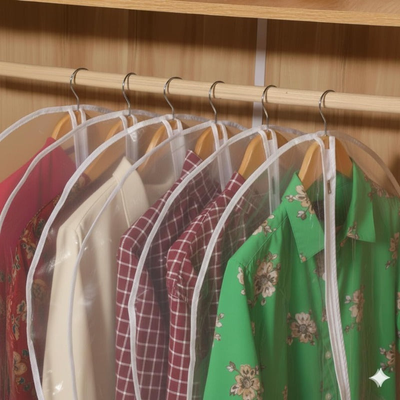 Set of 10 Transparent Garment Bags, Each 47 Inches Long, Designed for Women's Clothing And Suits, Featuring Waterproof Zippers for Protecting Hanging Garments And Coats, Ensuring They Are Dust And Moisture Resistant for Organized Wardrobe Storage