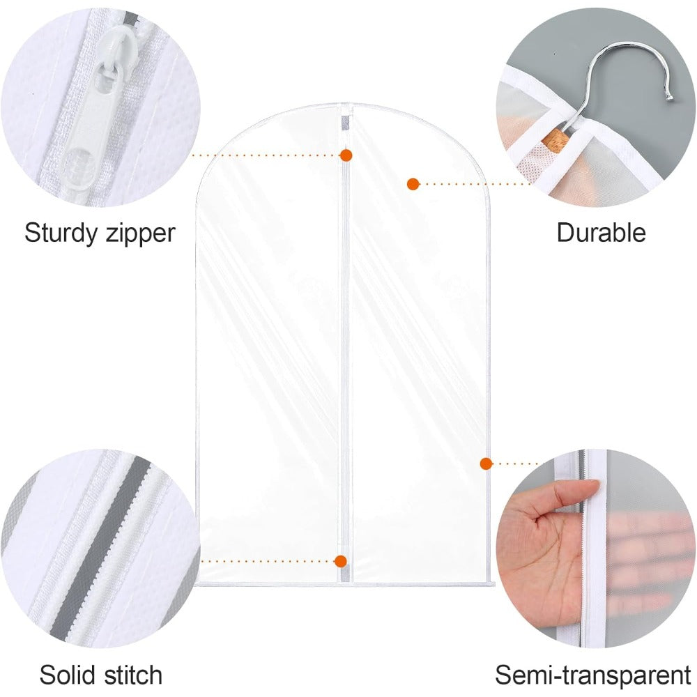 40-Inch Garment Bags Designed for Hanging Clothes, a Pack of 20 Suit Bags Ideal for Closet Organization, Dustproof Plastic Covers with Zippers to Protect Coats, Jackets, And Shirts in Your Closet