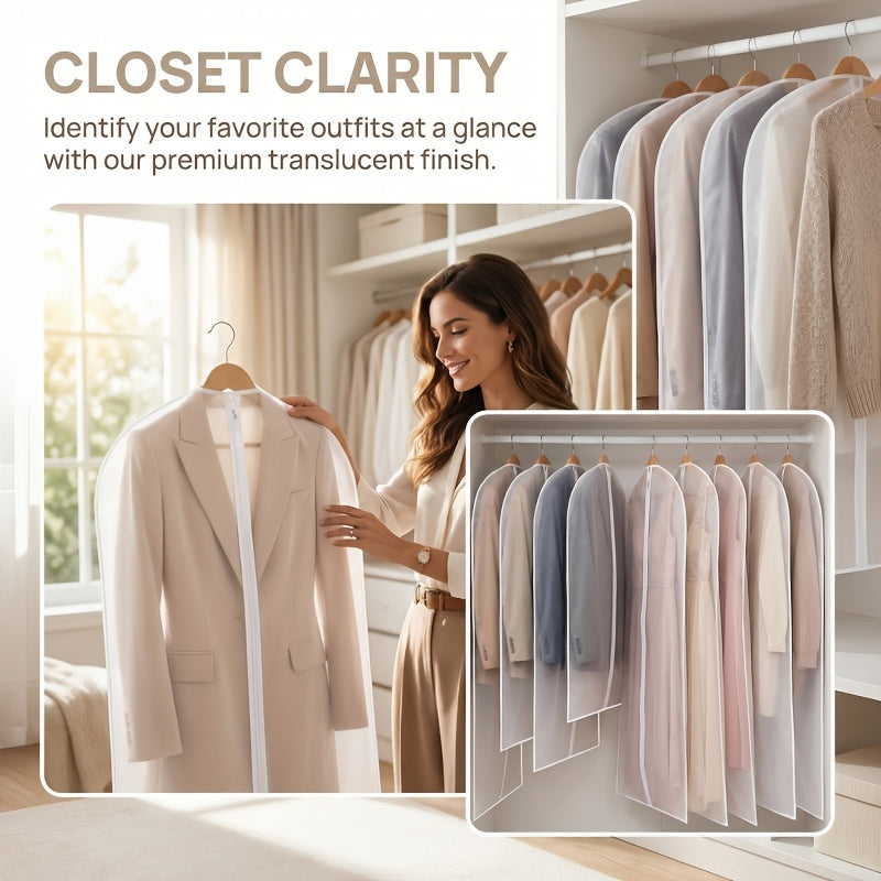 16pcs Heavy-Duty Waterproof Dustproof Wrinkle-Free Garment Bags with Hanging Hooks Transparent Hanging Closet Organizer for Travel Home Wardrobe Stackable Design for Dresses Shirts Suits Coats Dress Bag, Funda De Ropa Para El Polvo