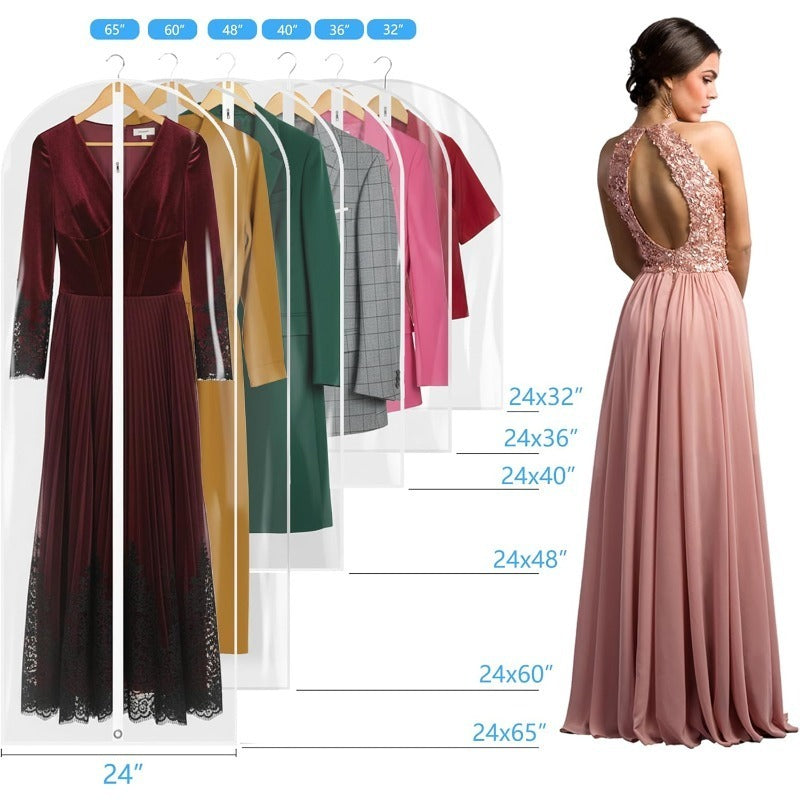 Set of 10 Transparent Garment Bags, Each 47 Inches Long, Designed for Women's Clothing And Suits, Featuring Waterproof Zippers for Protecting Hanging Garments And Coats, Ensuring They Are Dust And Moisture Resistant for Organized Wardrobe Storage