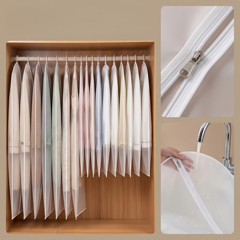 16pcs Heavy-Duty Waterproof Dustproof Wrinkle-Free Garment Bags with Hanging Hooks Transparent Hanging Closet Organizer for Travel Home Wardrobe Stackable Design for Dresses Shirts Suits Coats Dress Bag, Funda De Ropa Para El Polvo