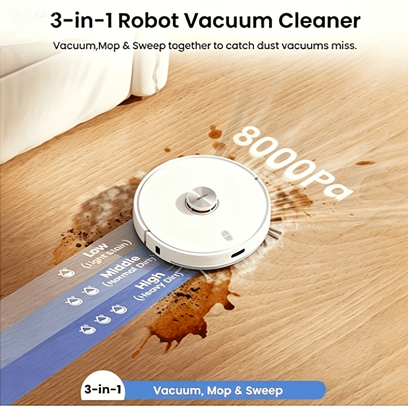 Lydsto S1 MAX Self-Emptying Robot Vacuum and Mop Combo, 8000Pa Powerful Suction, 40-Day Smart Mapping & Auto-Emptying, Wi-Fi\u002FApp Control, Obstacle Avoidance, 2-in-1 Sweeping & Mopping Robot with LCD Display, Wet Mop System for Hard Floors