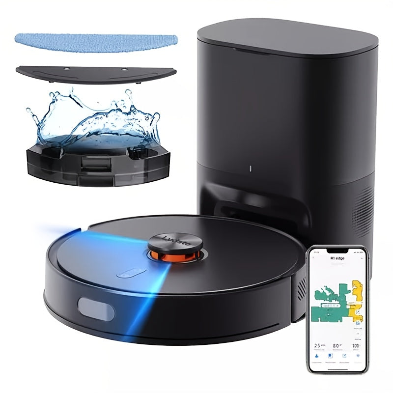 Lydsto S1 MAX Self-Emptying Robot Vacuum and Mop Combo, 8000Pa Powerful Suction, 40-Day Smart Mapping & Auto-Emptying, Wi-Fi\u002FApp Control, Obstacle Avoidance, 2-in-1 Sweeping & Mopping Robot with LCD Display, Wet Mop System for Hard Floors
