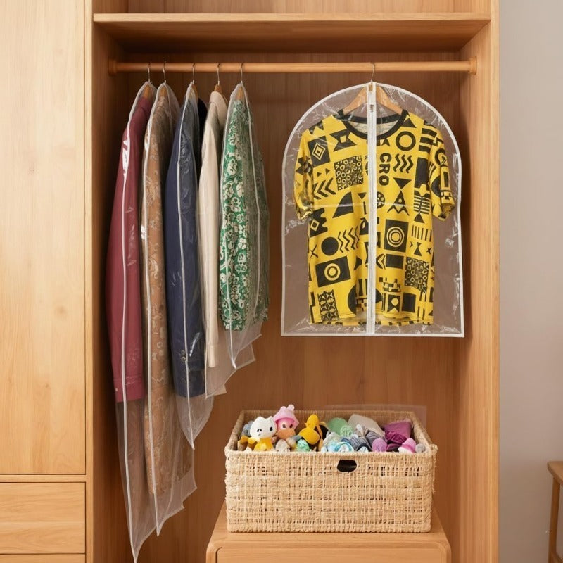 Set of 10 Transparent Garment Bags, Each 47 Inches Long, Designed for Women's Clothing And Suits, Featuring Waterproof Zippers for Protecting Hanging Garments And Coats, Ensuring They Are Dust And Moisture Resistant for Organized Wardrobe Storage