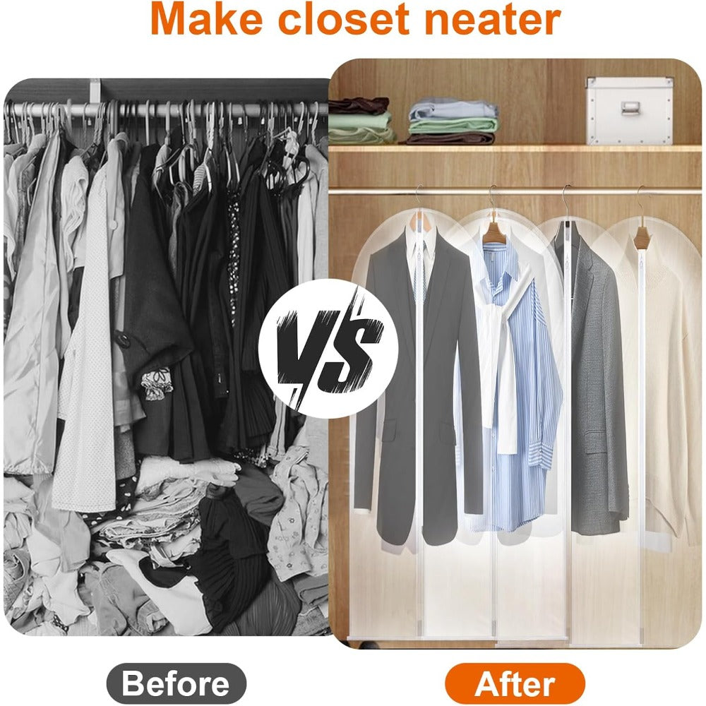 40-Inch Garment Bags Designed for Hanging Clothes, a Pack of 20 Suit Bags Ideal for Closet Organization, Dustproof Plastic Covers with Zippers to Protect Coats, Jackets, And Shirts in Your Closet
