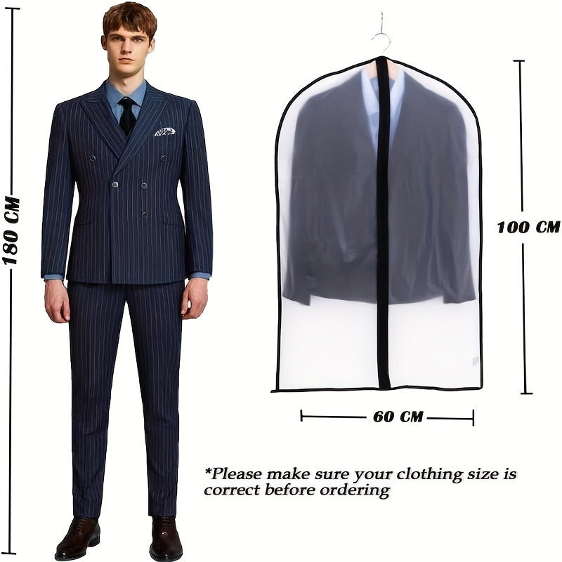 6pcs Dust Proof Transparent Clothing Bags | 23.62x39.37 Inch Semi Transparent Full Zipper Suit Covers Suitable for Wardrobe Storage and Travel